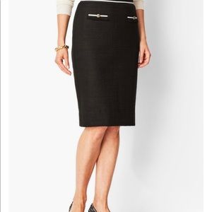 Textured Grosgrain-trim Pencil Skirt